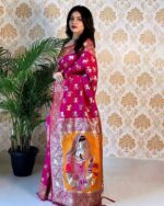 Soft Silk Banarasi Saree with Contrast Border - Image 2