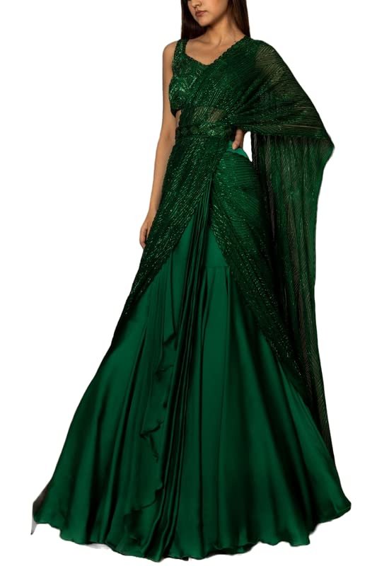 Version 1.0.0 Women's frill ruffle ready to wear saree for wedding mehandi party diwali haldi reception navratra gift. - Image 1