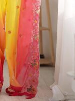Women's Multicolor Georgette Embroidered Saree With Unstitched Blouse - Image 3