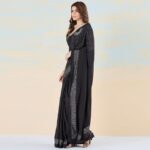 Black liva crepe foil saree - Image 5