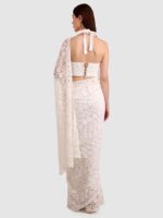 Women's Cotton Crochet Off-White Saree Without Blouse – Stunning Net Fix Embellishments, Indian Ethnic Wear for Women, Traditional Saree for Parties, Weddings, and Festivals - Image 4