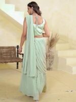 Ready to Wear Saree with Shrug Jacket for Women | Georgette One Minute Saree with Stitched Blouse | Stylish Saree Gown for Weddings and Festive Celebrations - Image 2