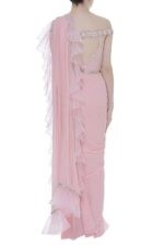 Saree Trends Women's Faux Georgette ready to wear Frill saree with unstitched blouse - Image 2