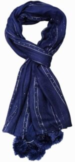 Fashage Blue color Tie-Dye scarves with tassels. - Image 2