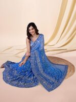 Women's Georgette Sequin Embroidery work Saree with Unstitch Blouse Piece - Image 4