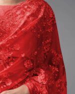 Embroidered Saree with Scalloped Border - Image 6