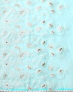 Women Organza Saree with Paisley Embroidered Border - Image 5