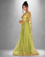 Hand Embroidery Net Saree - Image 3