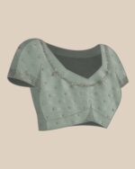 Embroidered Saree with Contrast Border - Image 3