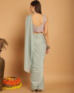 Embellished Saree with Contrast Border - Image 4