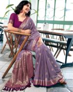 Women Saree with Floral Woven Motifs - Image 4