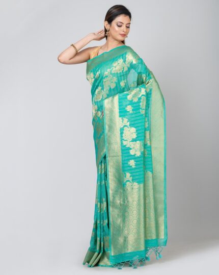 Woven Banarasi Saree with Contrast Border