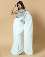 Georgette Saree with Embroidered Blouse - Image 4