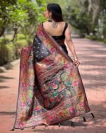 Women Woven Saree with Tassels - Image 4