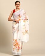 Women Floral Print Saree with Tassels