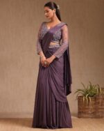 Women Ready To Wear Saree With Cutdana Pre-stitched Saree - Image 4