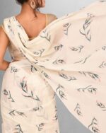 Leaf Digital Printed Georgette Saree - Image 4